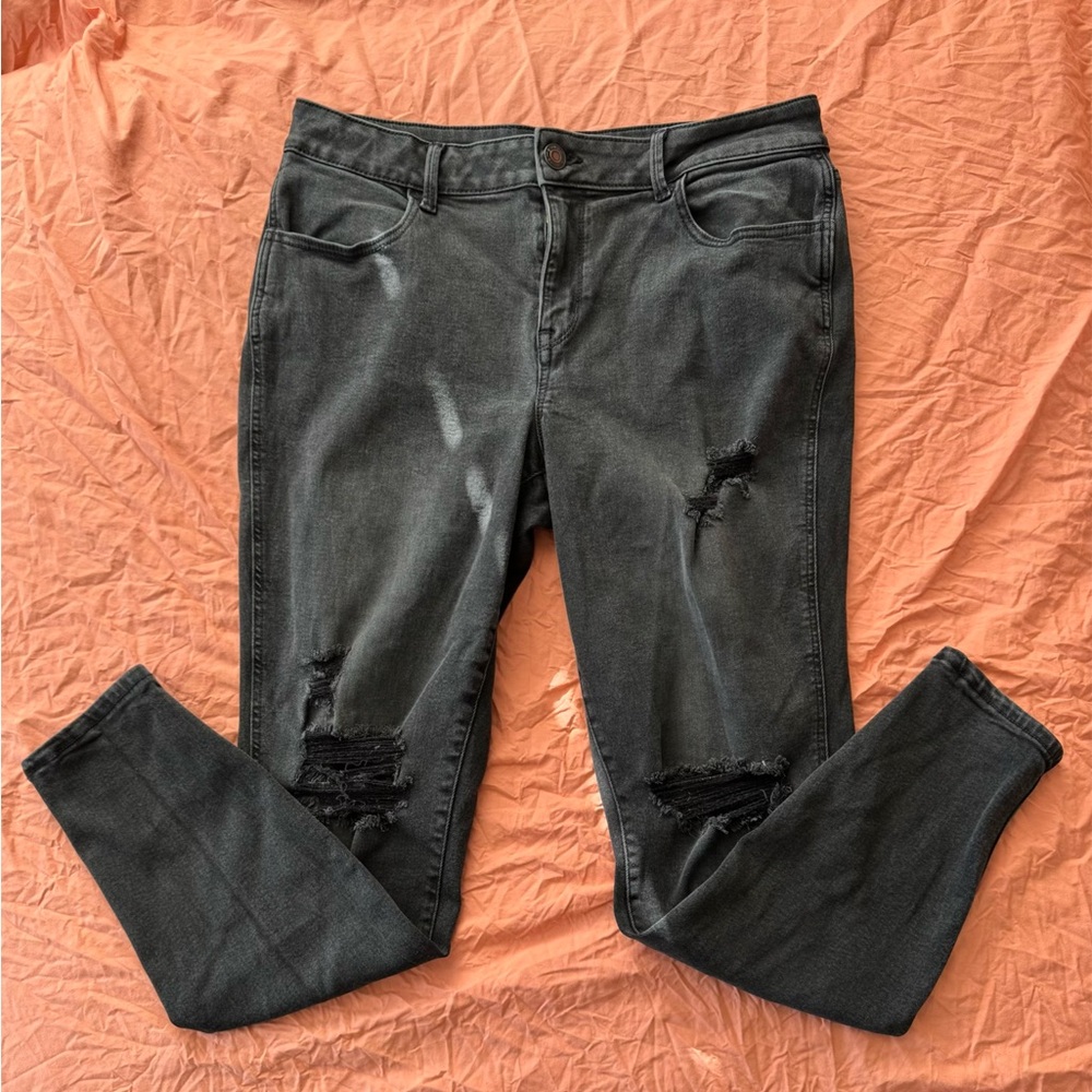 Maurices Charcoal Distressed High Rise Jeans